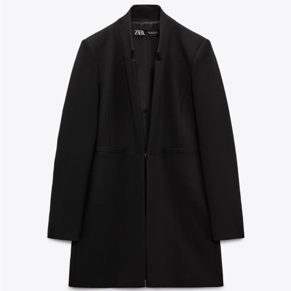ZARA Blogger FAVE - Inverted Lapel Black Suit Blazer Frock Coat Long